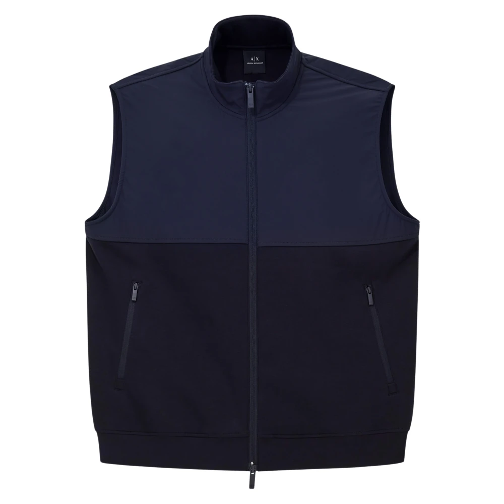 Armani Exchange Hombre Chaleco Bicolor Con Cremallera Completa