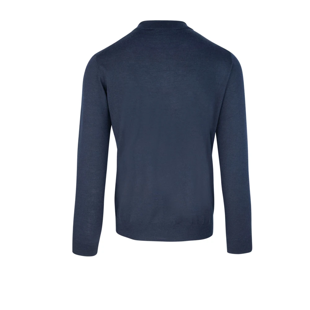 Paolo Pecora Blauwe Polo Regular Fit 100% Scheerwol Blue Heren