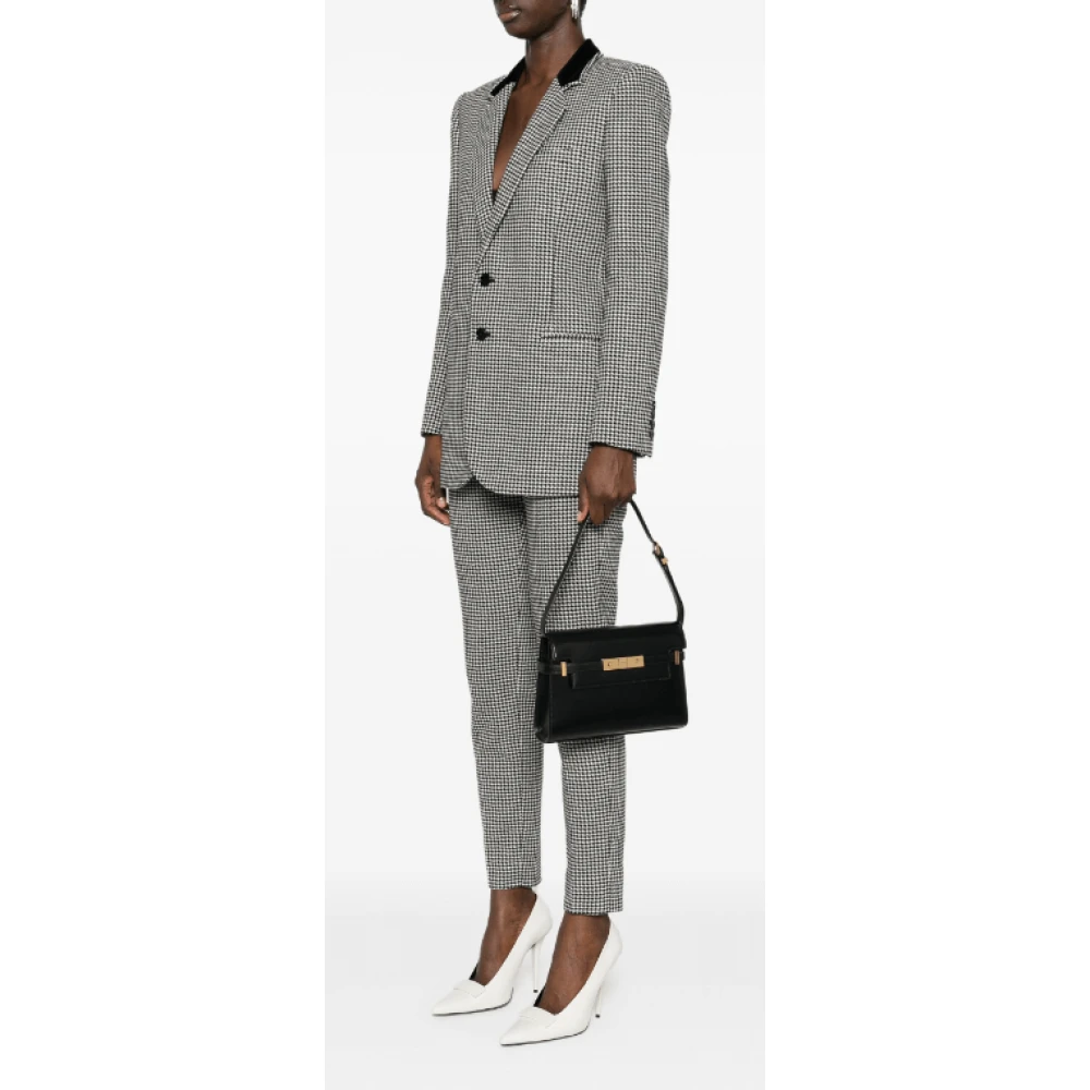 Saint Laurent Zwarte leren schoudertas met klep Black Dames