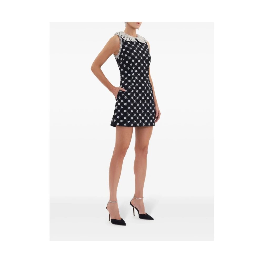 Rebecca Vallance Zwarte Paillet Bloemen A-Lijn Jurk Black Dames