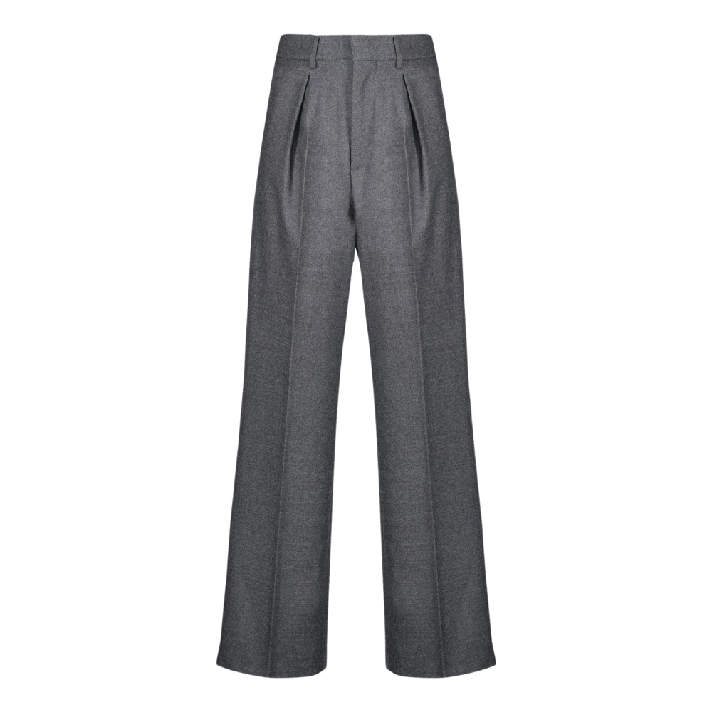 Mm6 Maison Margiela Women's Gray Wide Wool Trousers - Wide Trousers - Xs - Trousers