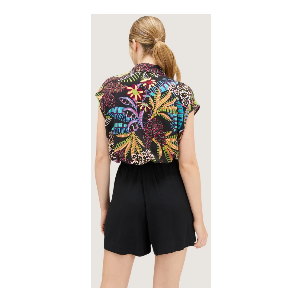 Motivi Tropische Print Cropped Blouse met Zakken Multicolor Dames