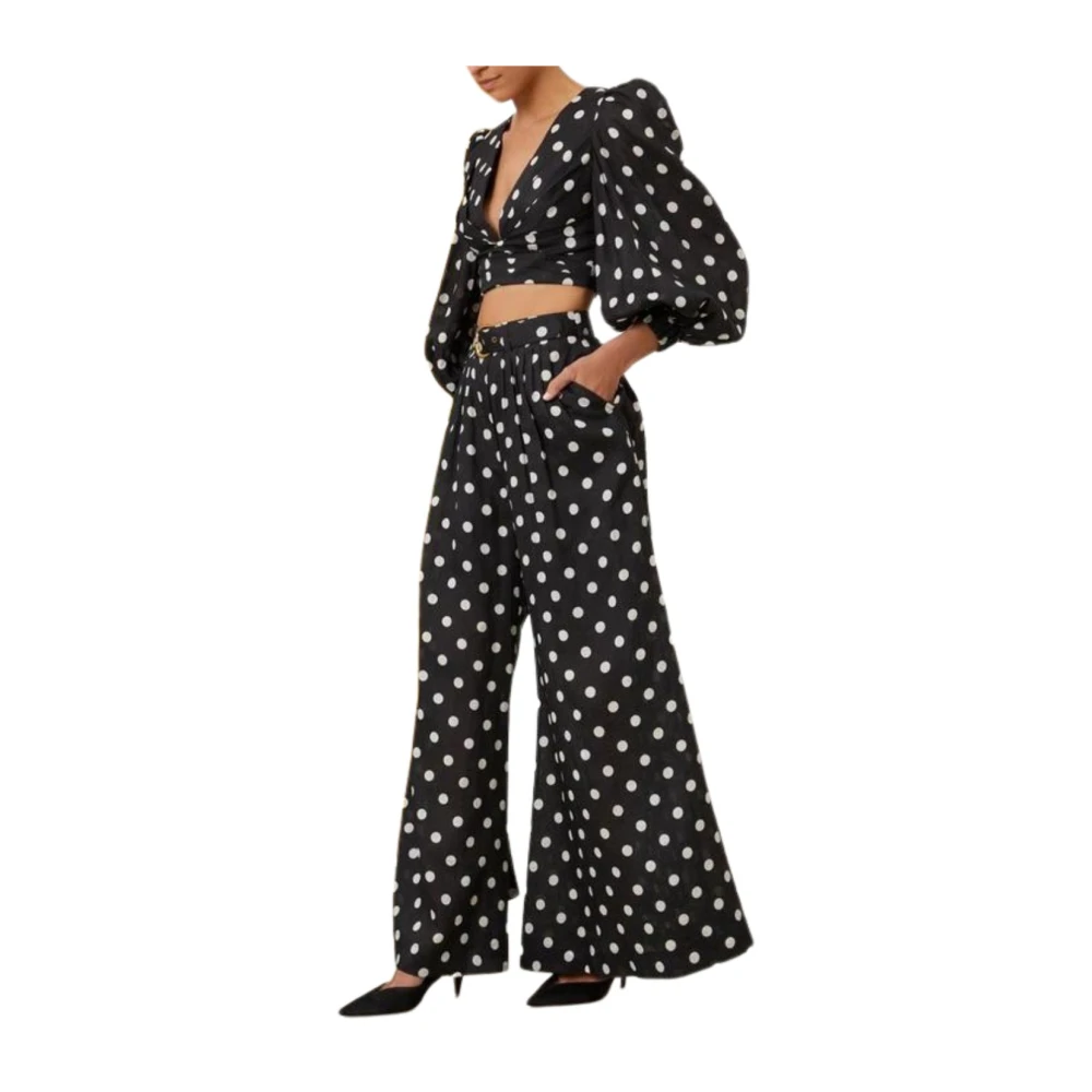 Zimmermann Zwarte Dubbele Tuck Flare Broek Black Dames