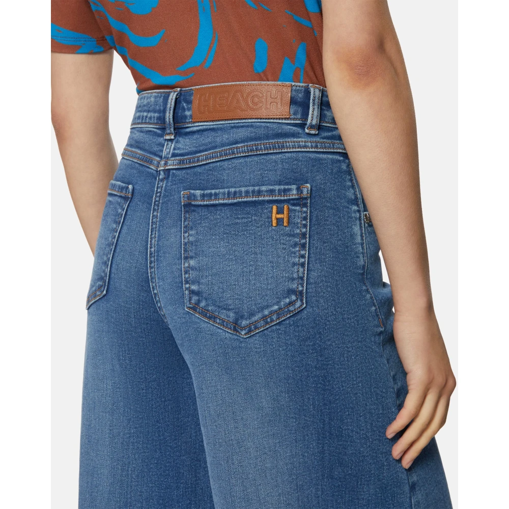 Silvian Heach Wijde broek met hoge taille en rafelige zoom Blue Dames