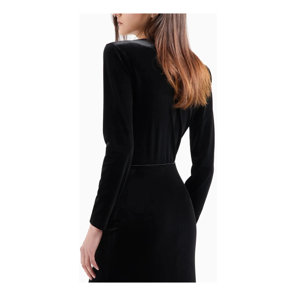 Armani Exchange Zwarte Trui Lange Mouw Effen Kleur Black Dames