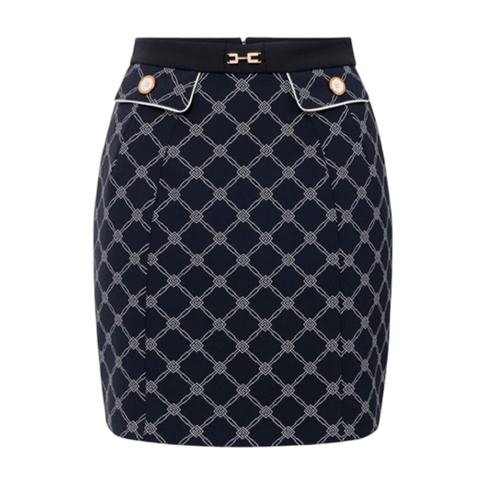 Elisabetta Franchi Diamantprint Mini Rok Black Dames