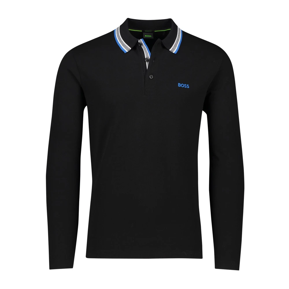 Hugo Boss Zwarte polo met lange mouwen Black Heren