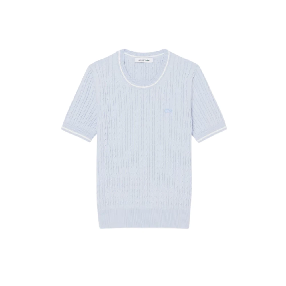 Lacoste Women's Blue Round-Neck Knitwear, L, Round-Neck Knitwear
