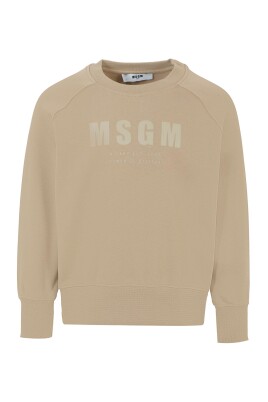sweatshirt-beige-en-coton-col-rond