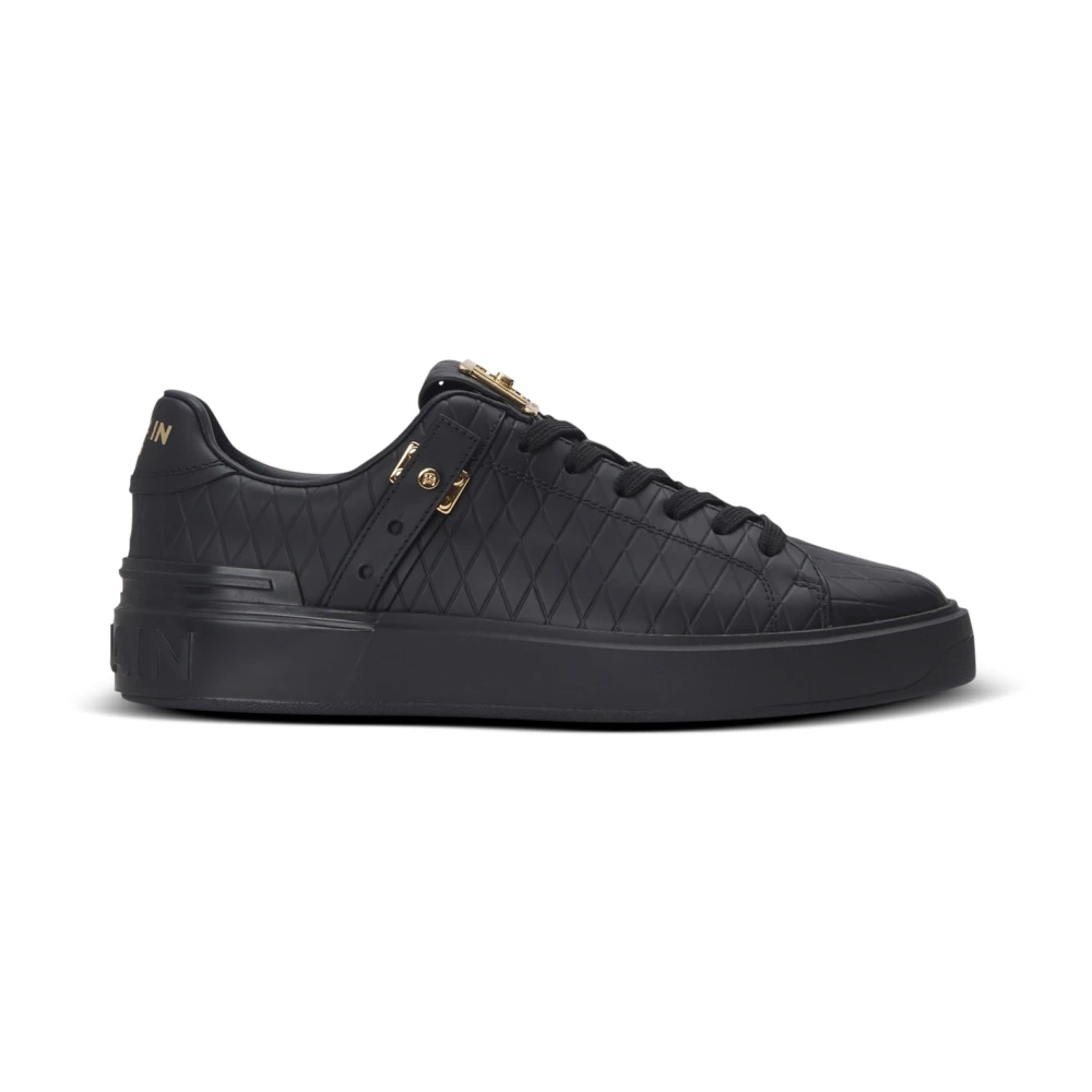 Balmain B-Court B-Buzz sneakers in reliëf kalfsleer Black Dames