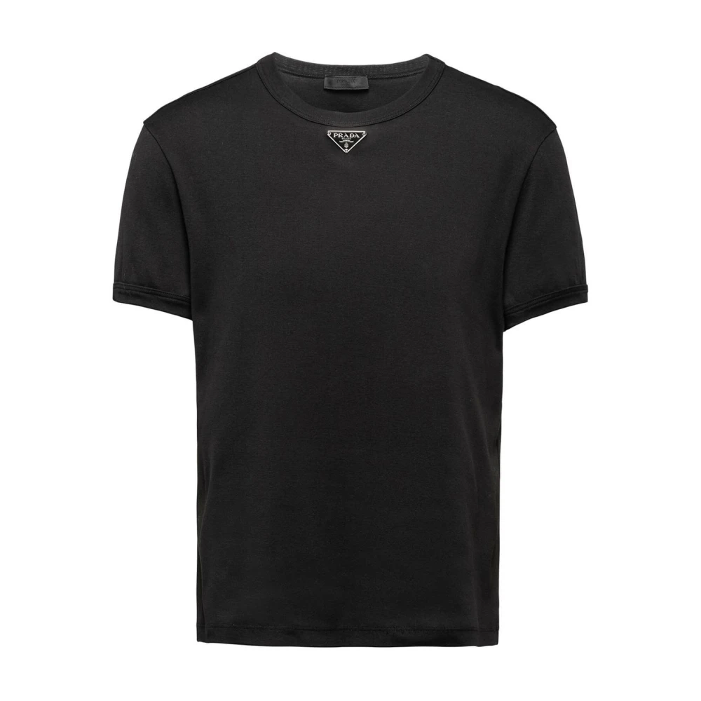 Prada Logo Print T-shirt Black Heren