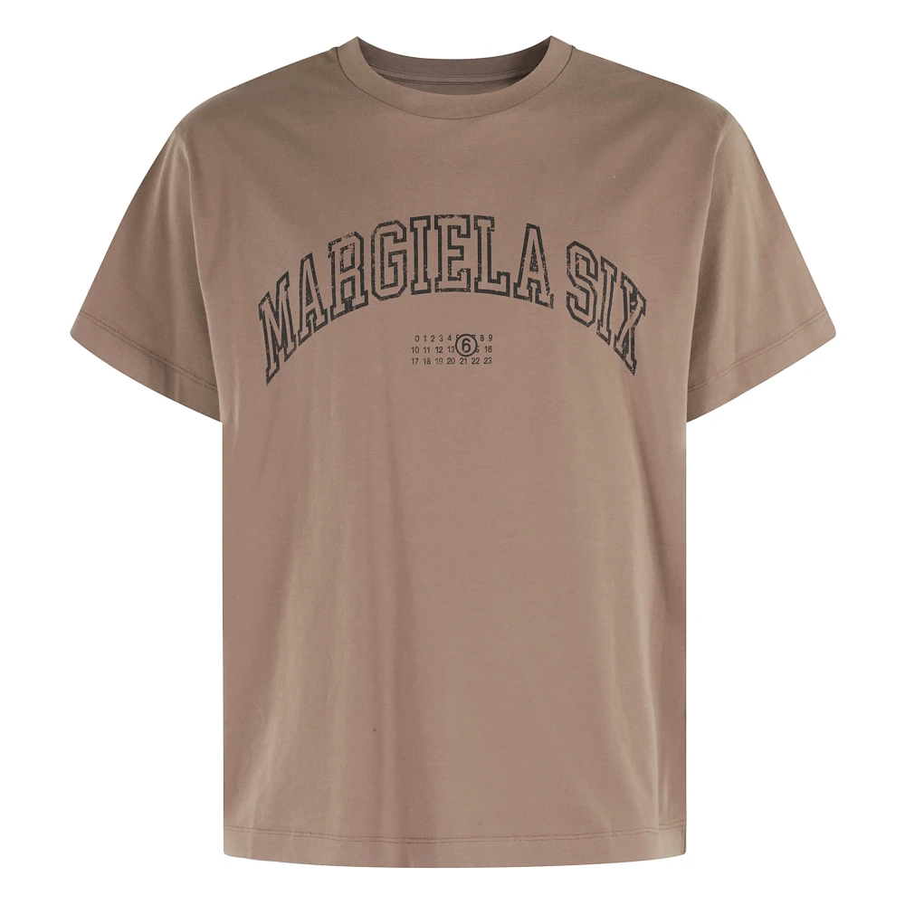 MM6 Maison Margiela Logo Maxi Style T-Shirt Brown Heren
