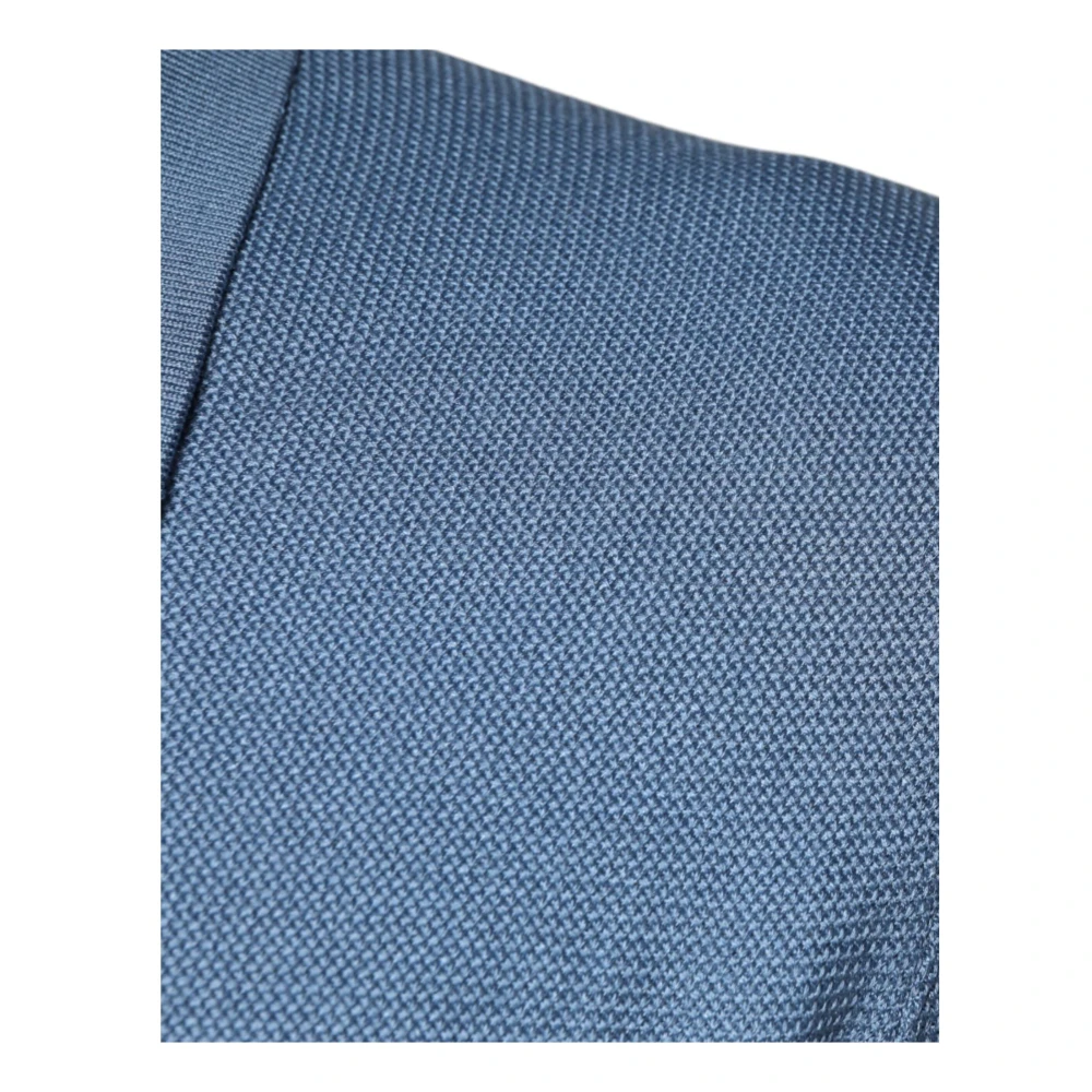 Dolce & Gabbana Hemelsblauwe Zijden Kraag Pullover Sweater Blue Heren
