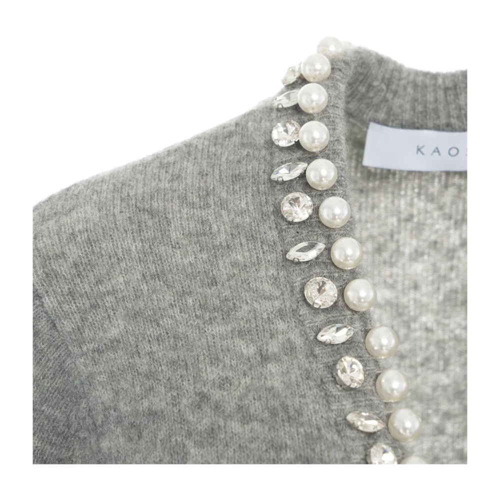 Kaos Grijze Gebreide Trui Aw24 Handwas Gray Dames