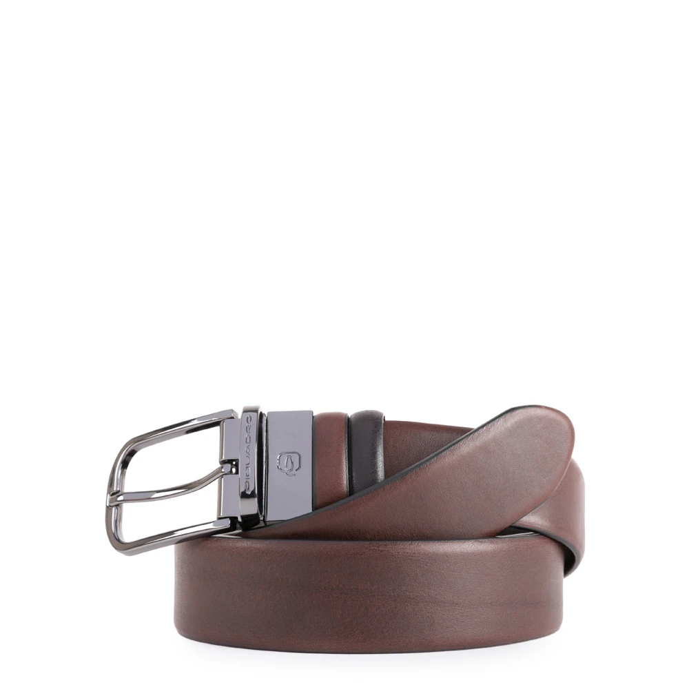 Piquadro Men's Brown Belts, One Size, Leather Belt With Prong Buckle