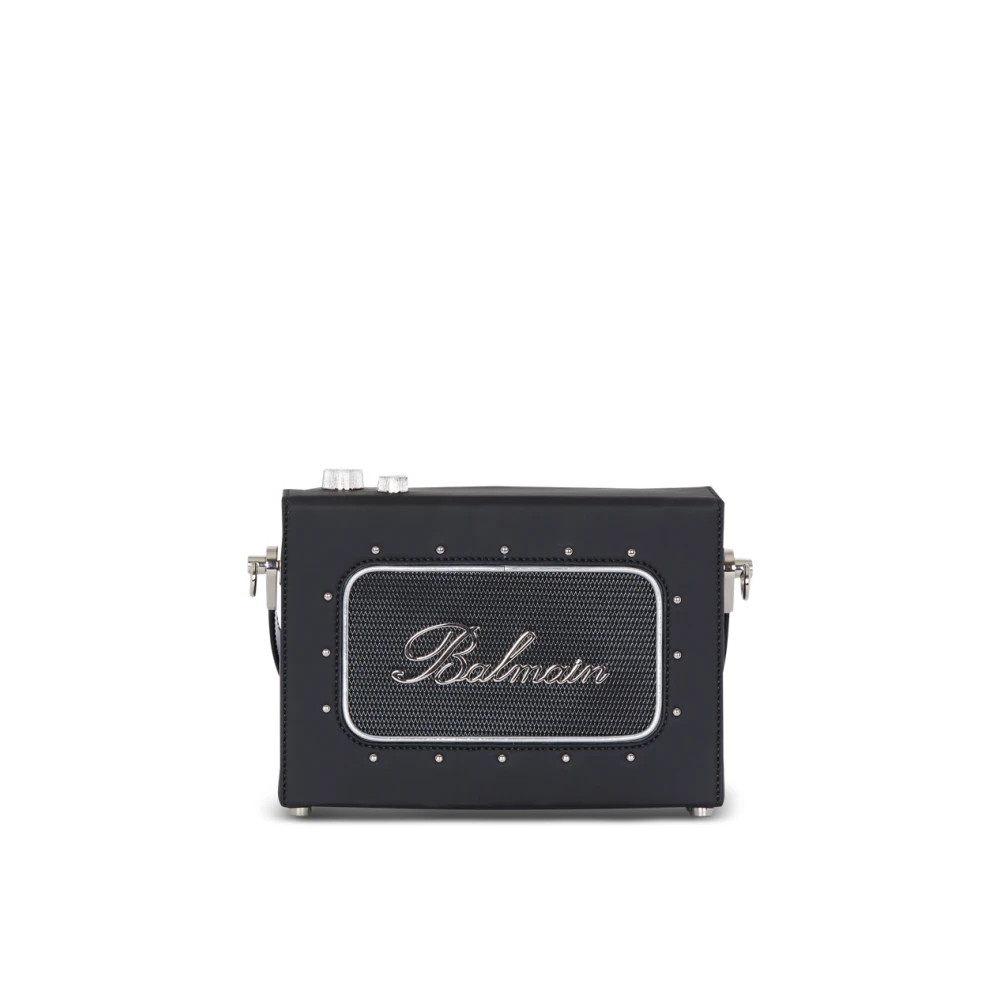 Balmain Radio rubber-effect leren tas Black Heren