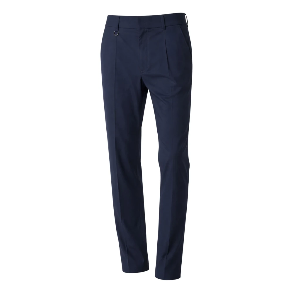 Paolo Pecora Men's Blue Slim-Fit Trousers, L, Slim-Fit Trousers