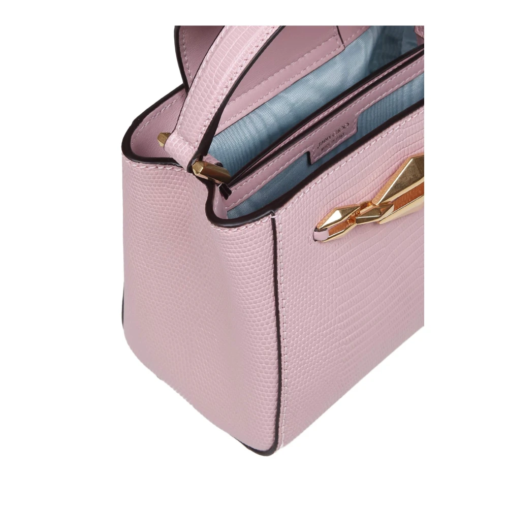 Jimmy Choo Roze Hagedis Leren Handtas Diamant Sluiting Pink Dames