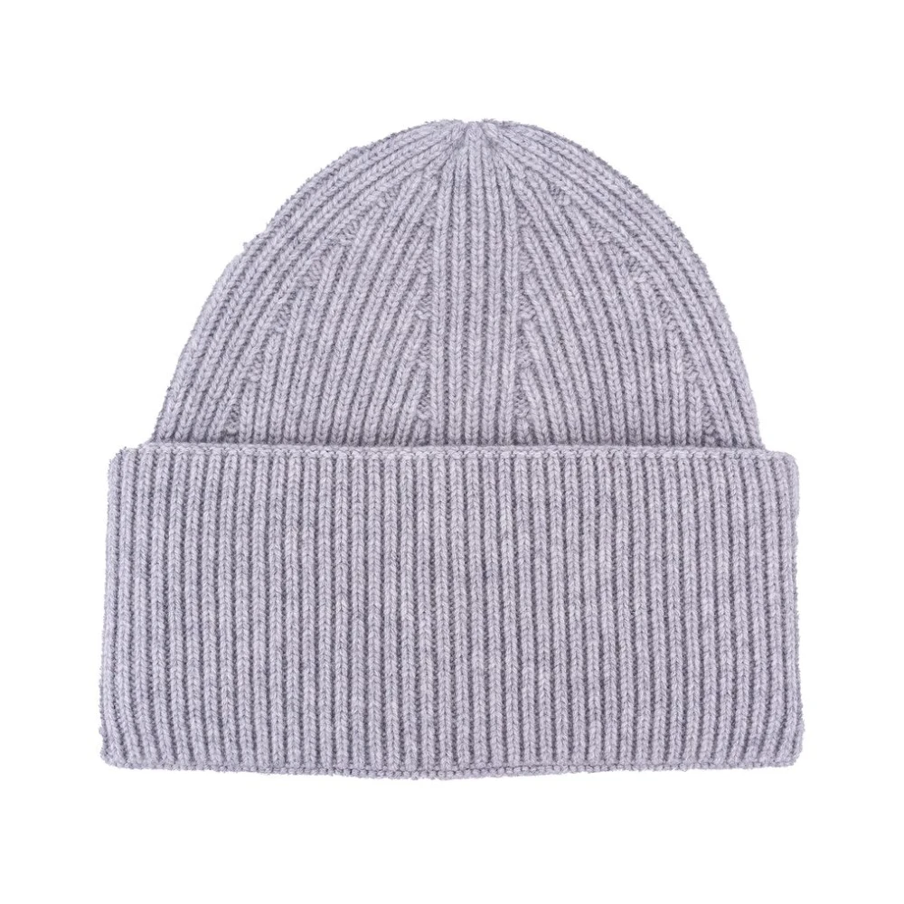 Laneus Men's Gray Ribbed Cashmere Beanie Hat