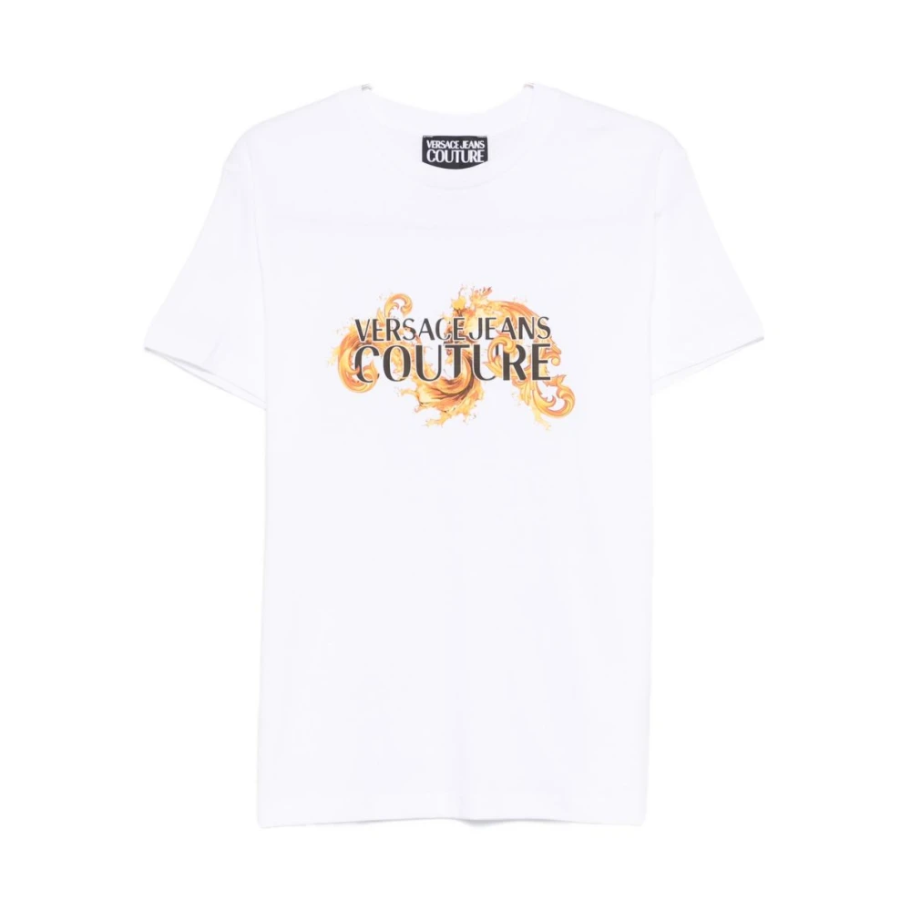 Versace Jeans Couture White T-Shirts, Male, M, Cotton Jersey T-Shirt