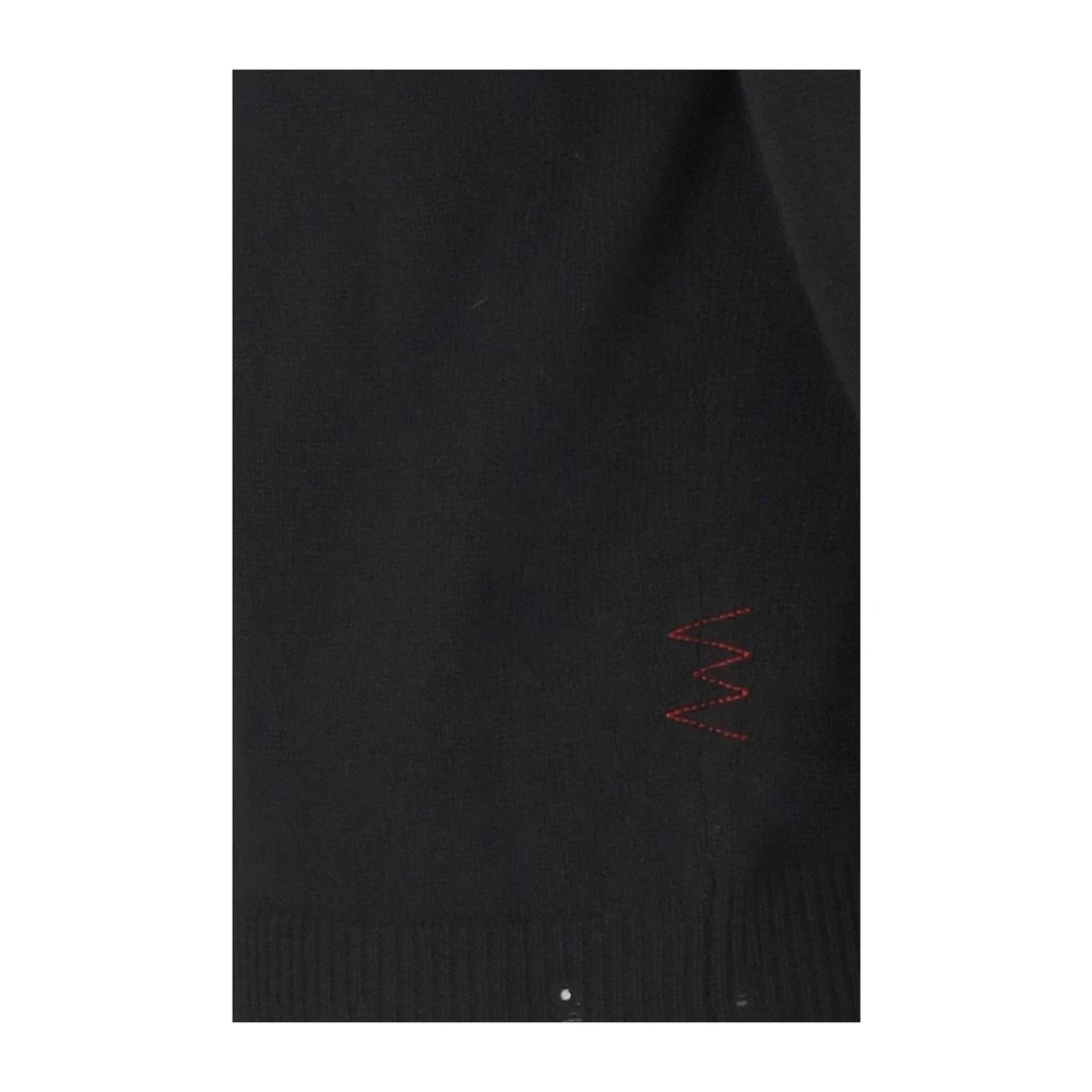 Amaránto Zwarte wol-kasjmier vest met V-hals Black Heren