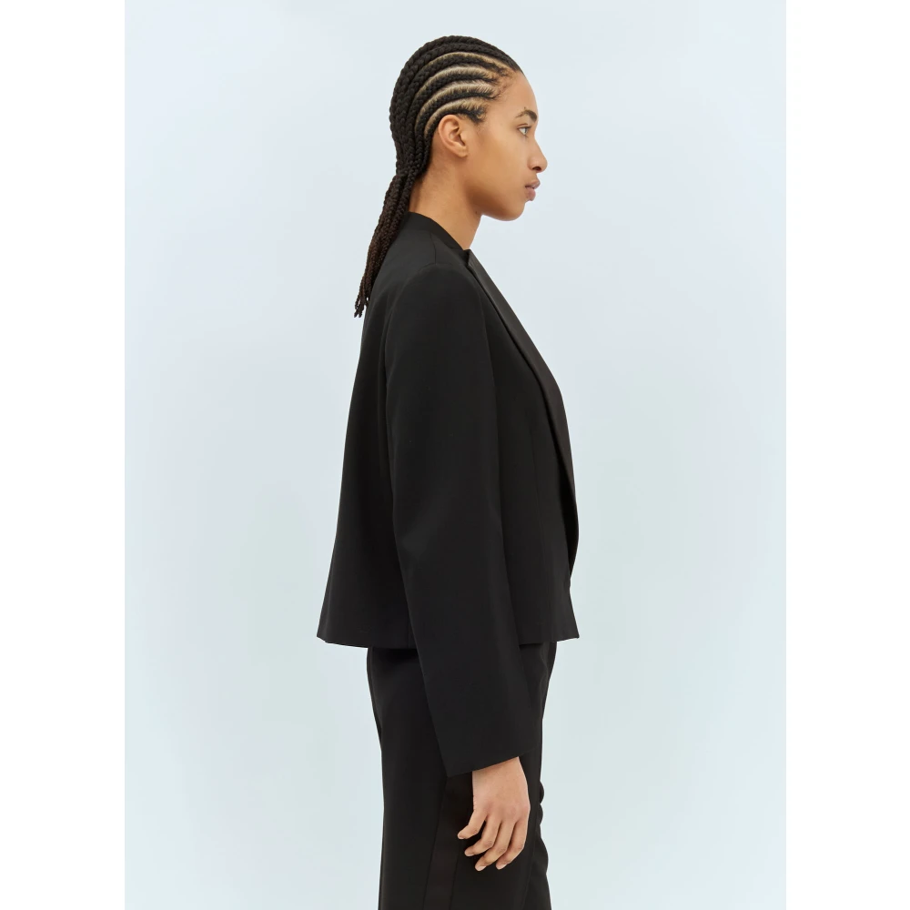 Jil Sander Wollen Canvas Geknipte Getailleerde Blazer Black Dames