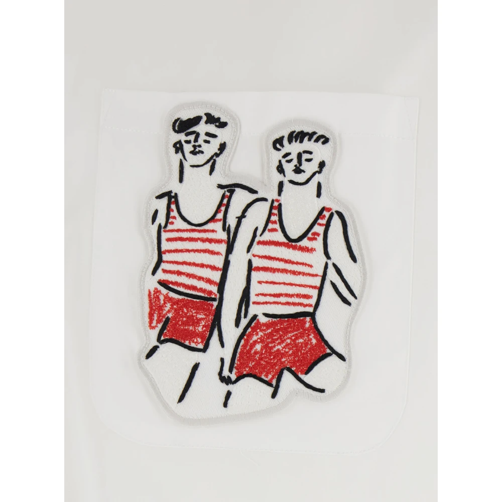 Msgm Wit Katoenen Overhemd met Borstzak White Heren