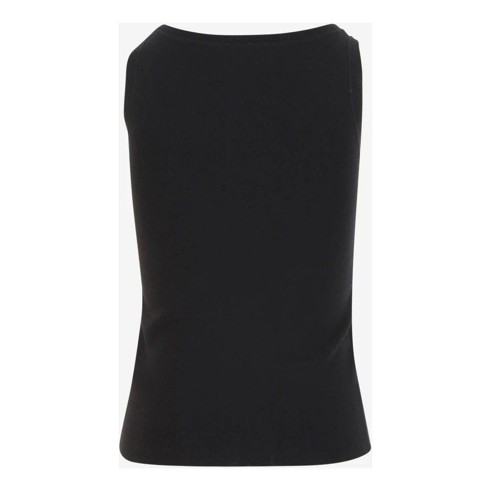 Max Mara Zwarte Viscose Crepe Slim Fit Top Black Dames