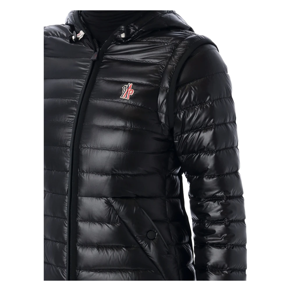 Moncler Zwarte donsjas met logo Black Dames