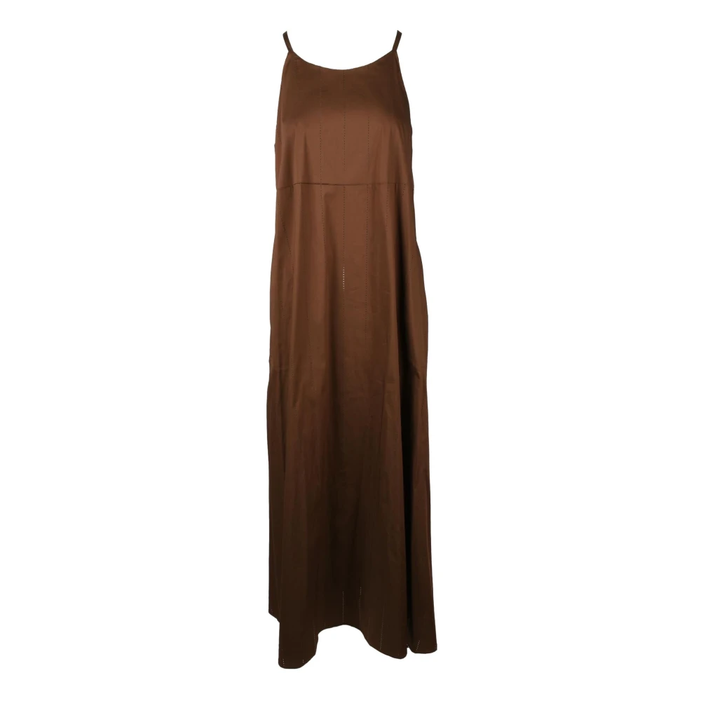 Semicouture Elegante Katoenmix Jurk Brown Dames