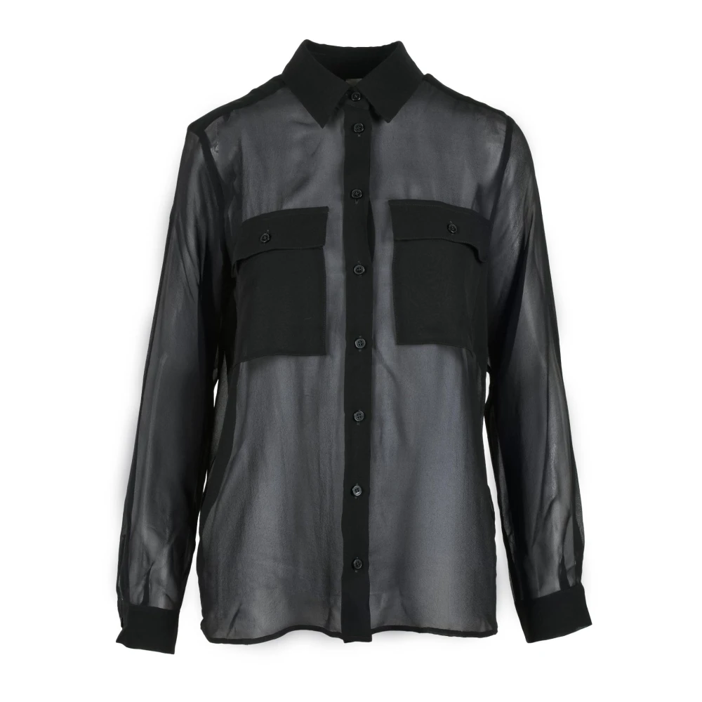 Marella Monochrome Zijden Overhemd Black Dames