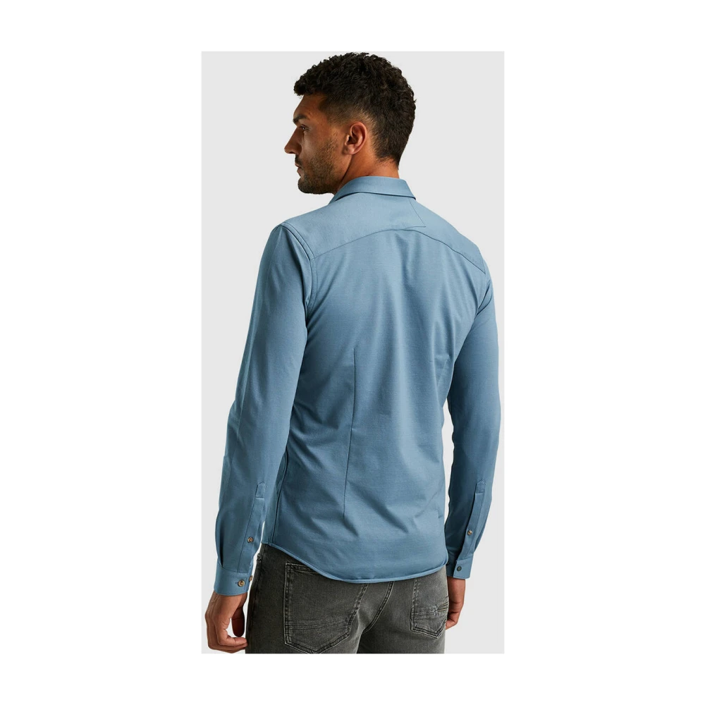 Cast Iron Lange Mouw Twill Jersey Shirt Blue Heren