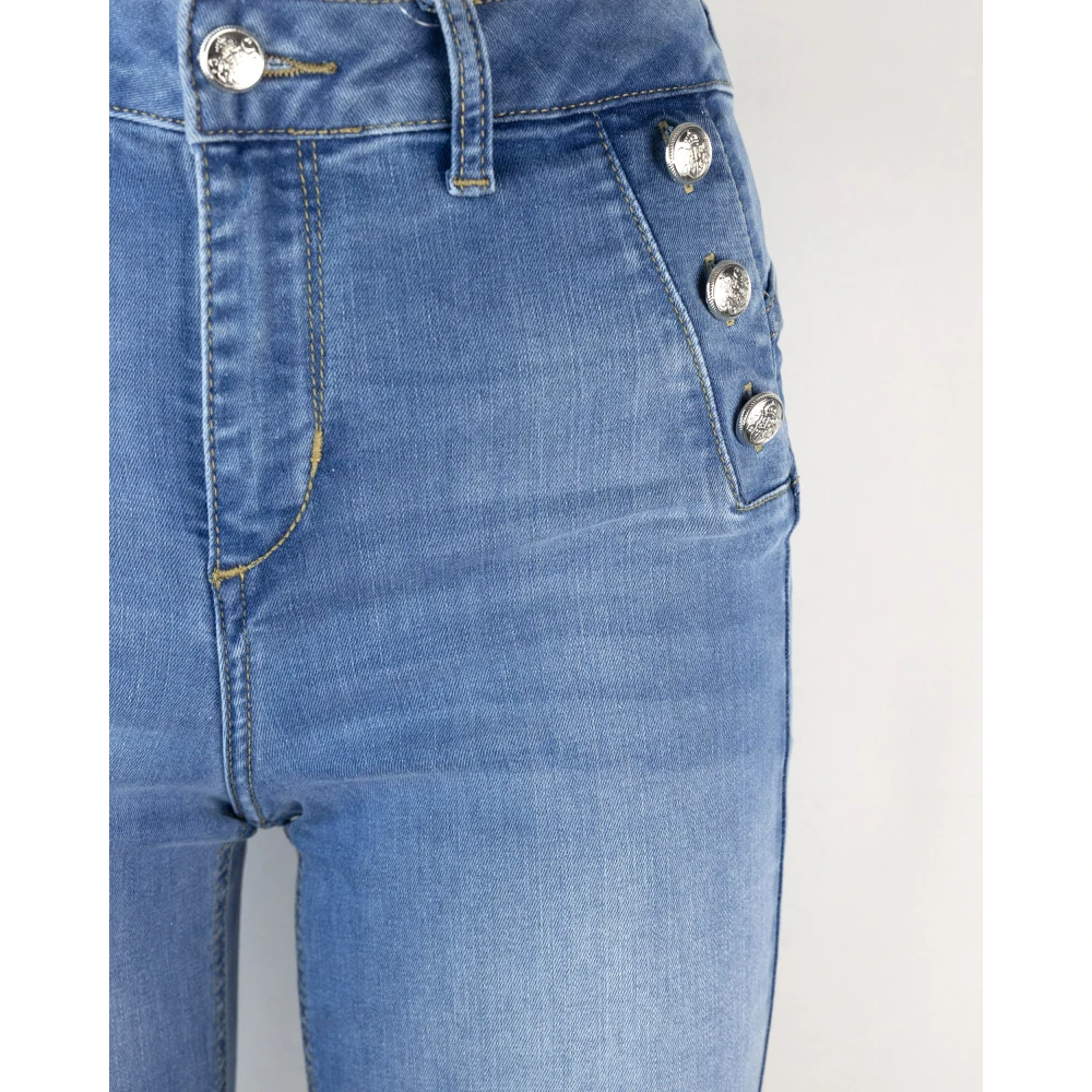 Liu Jo Blauwe Flare Jeans met Juweelknopen Blue Dames