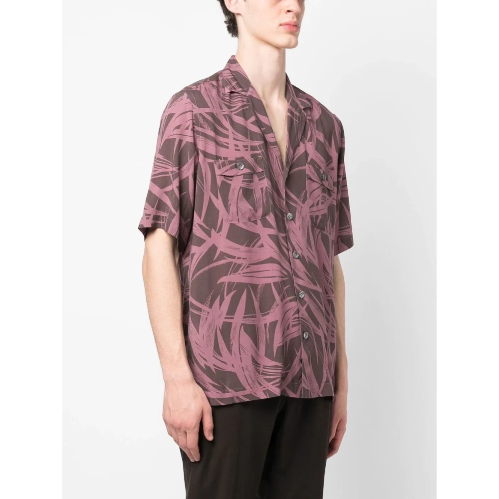 Lardini Viscose korte mouw shirt gemaakt in Italië Pink Heren