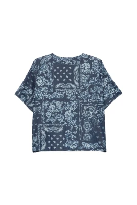 Bandana Print Chambray Blouse