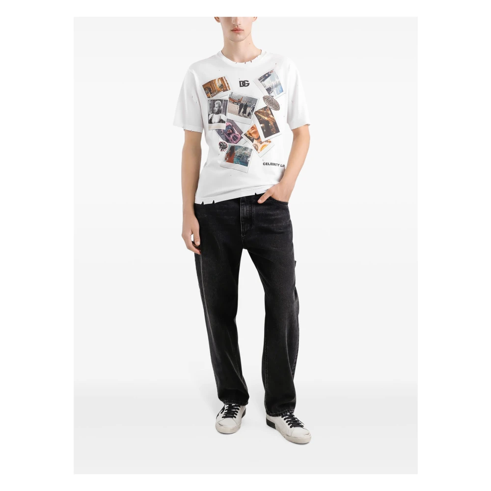 Dolce & Gabbana Optisch Wit T-Shirt White Heren