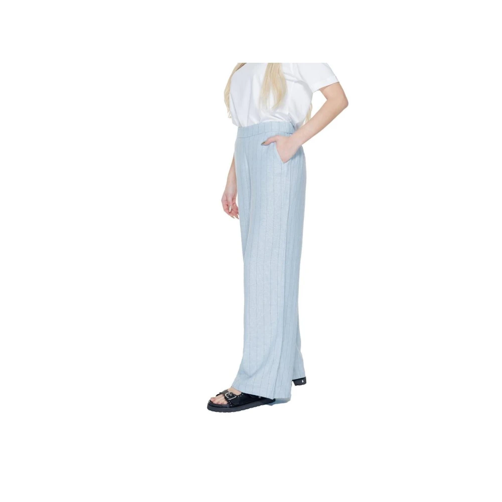 Vero Moda Blauwe Linnen Pinstripe Palazzo Broek Blue Dames