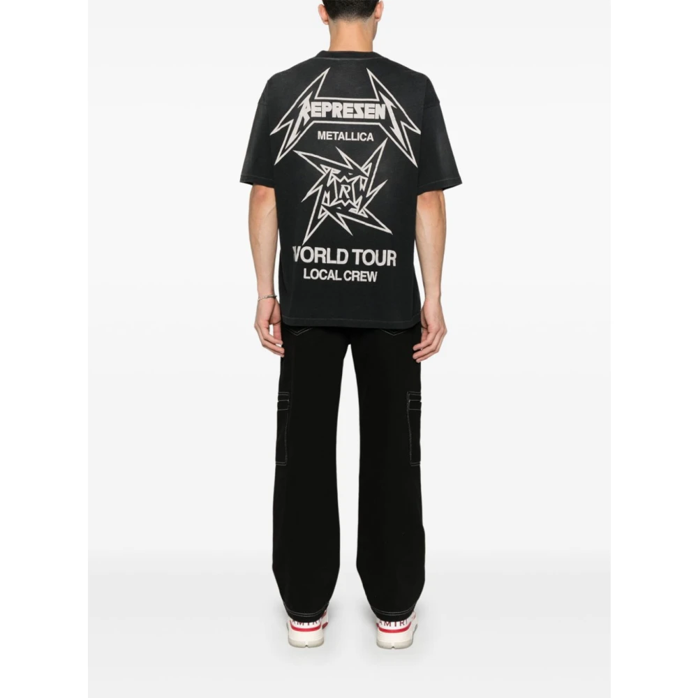 Represent Zwart Oversized T-shirt met Metallica Print Black Heren