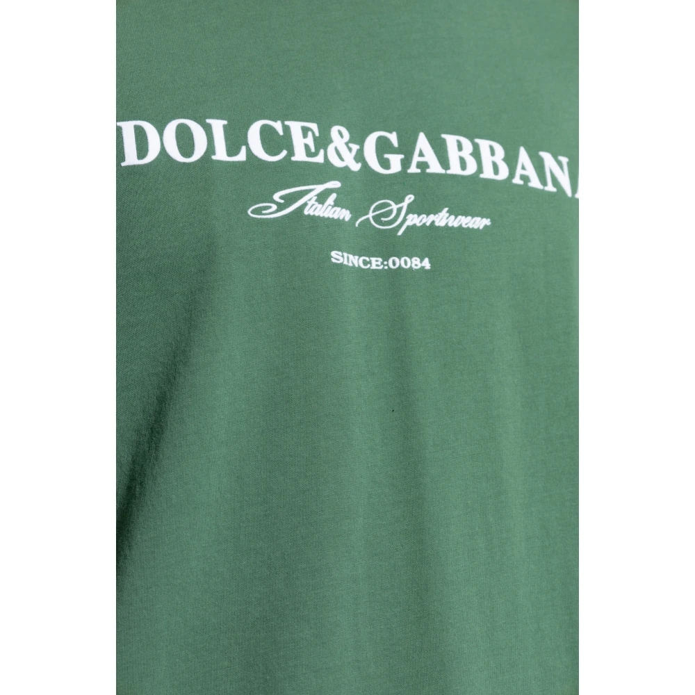 Dolce & Gabbana Bedrukt T-shirt Green Heren