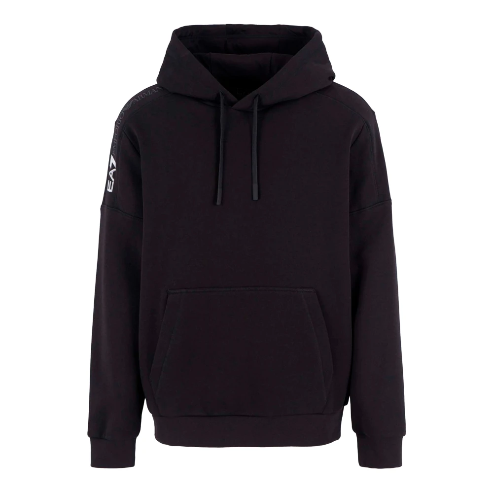 Emporio Armani EA7 Zwarte hoodie trui lange mouw regular fit Black Heren