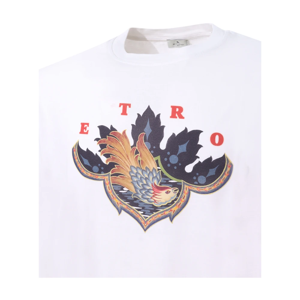 ETRO Wit Crew-neck T-shirt met Print White Heren