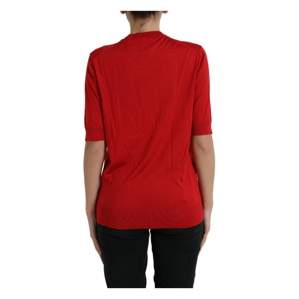 Dolce & Gabbana Rood Zijden Ronde Hals Top Red Dames