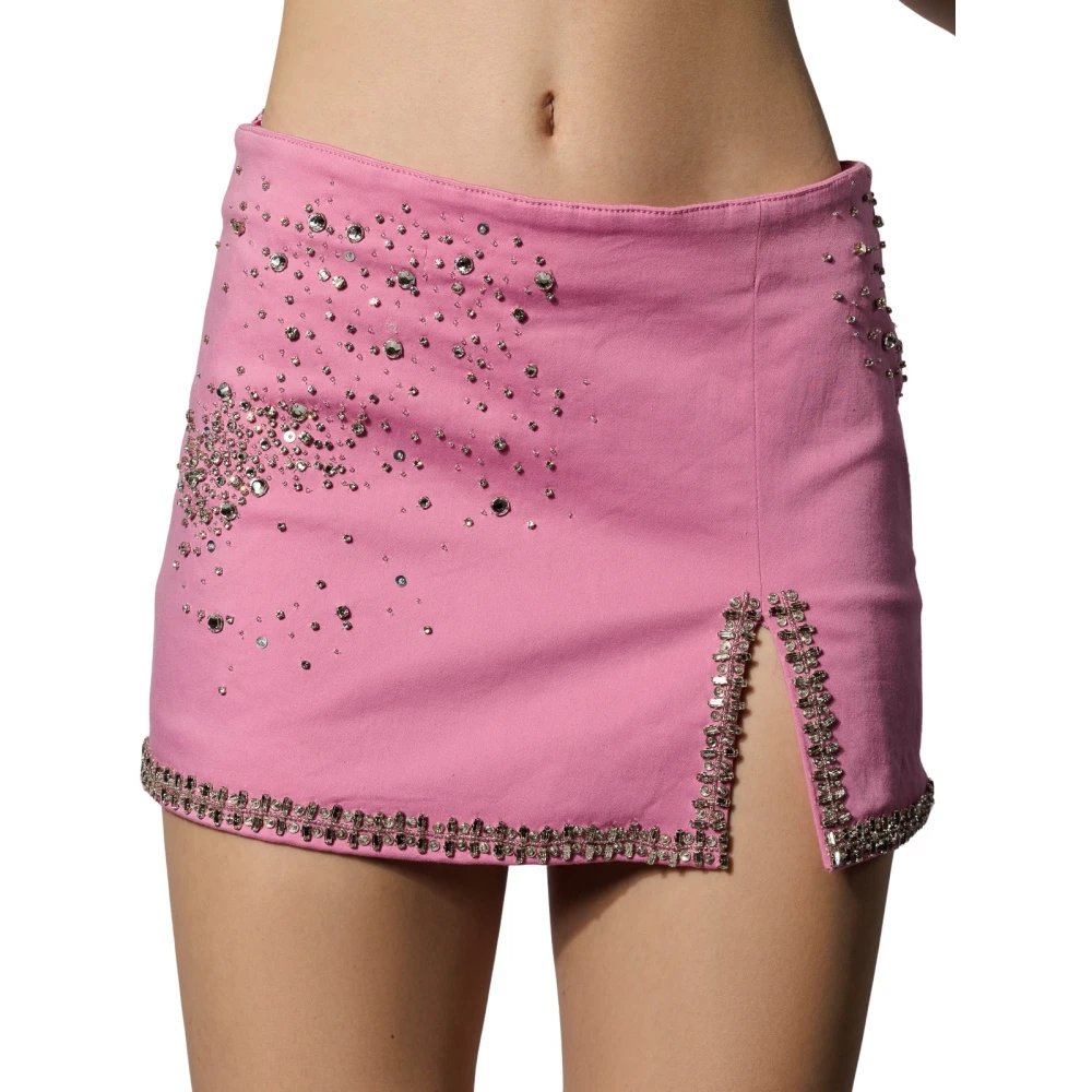 DES Phemmes Rhinestone-embellished Mini Kjol i Rosa Pink, Dam