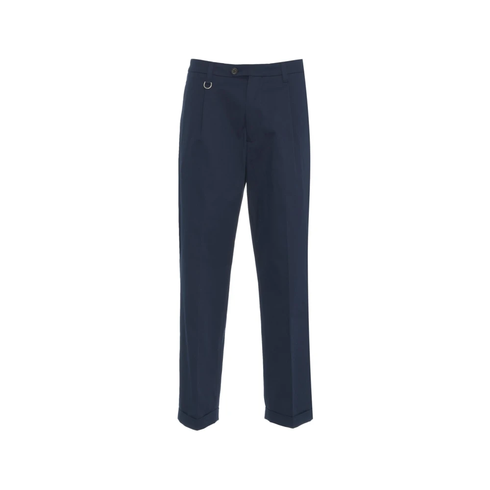 Paolo Pecora Men's Blue Chinos, M, Chinos With Pleats