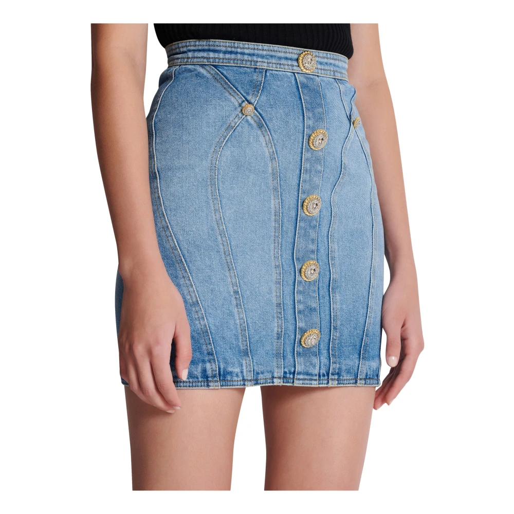 Balmain Geknoopte denim rok Blue Dames