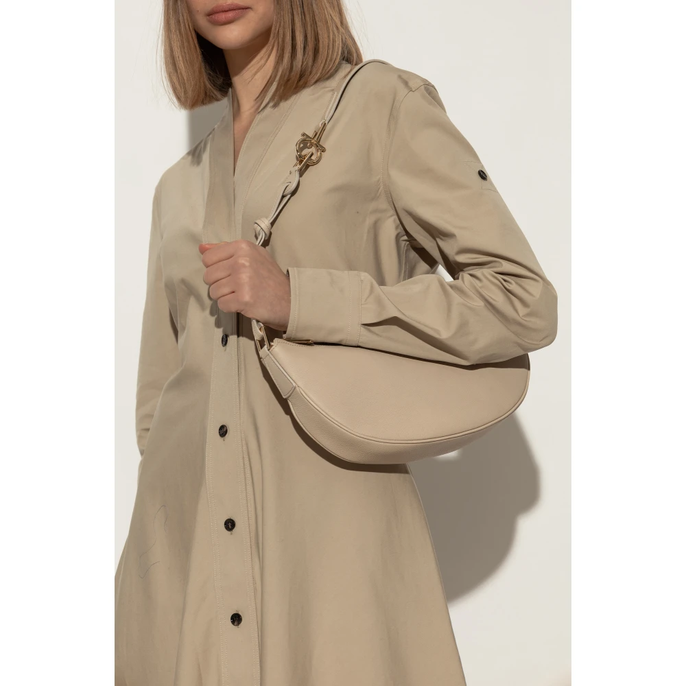 Salvatore Ferragamo Schoudertas Smile Klein Beige Dames