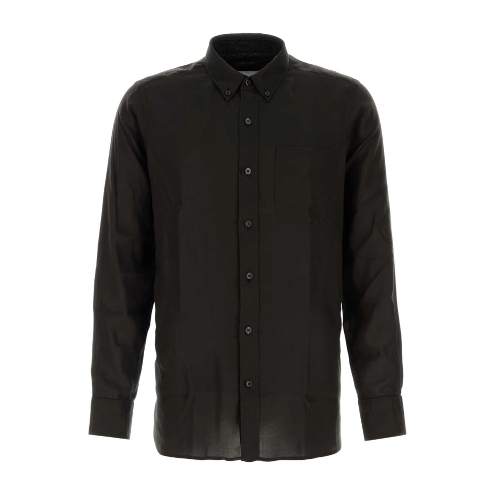Tom Ford Men's Black Casual Shirts, M, Gabardine Slim Fit Shirt