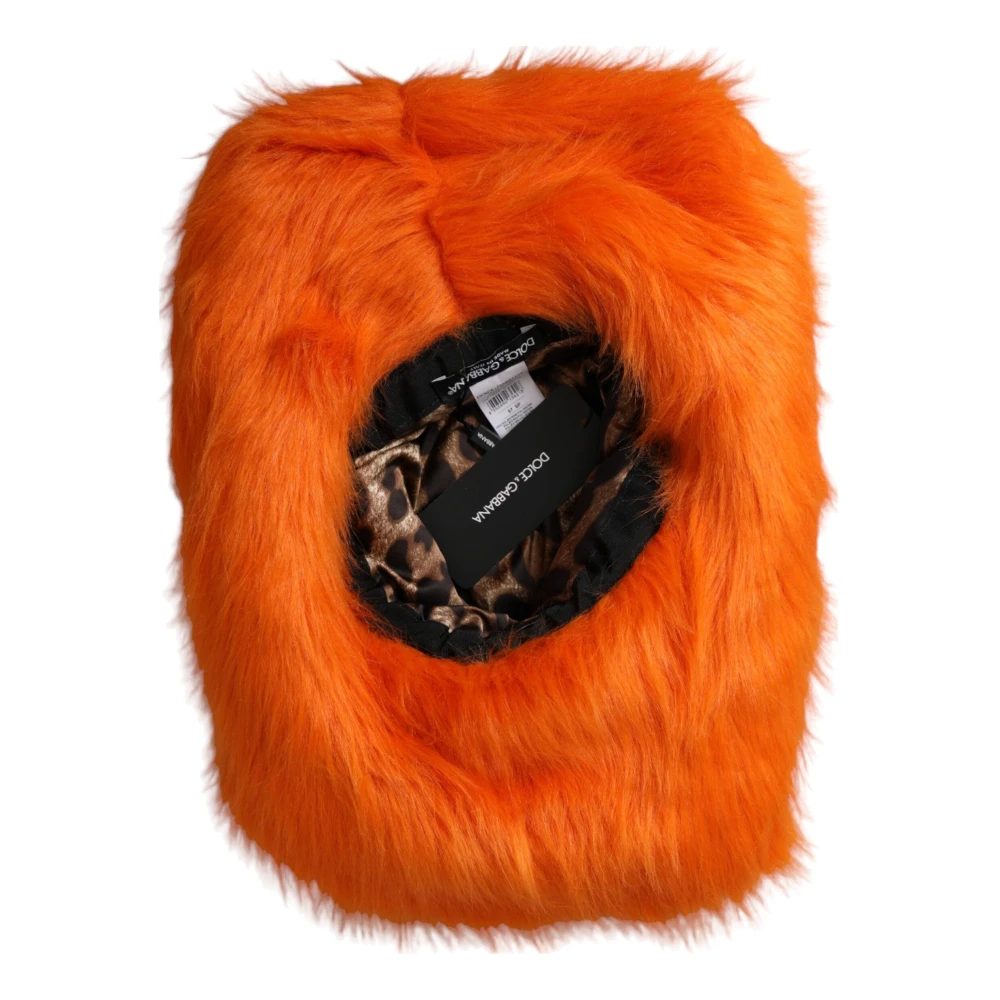 Dolce & Gabbana Oranje Faux Fur Fedora Hoed Orange Dames