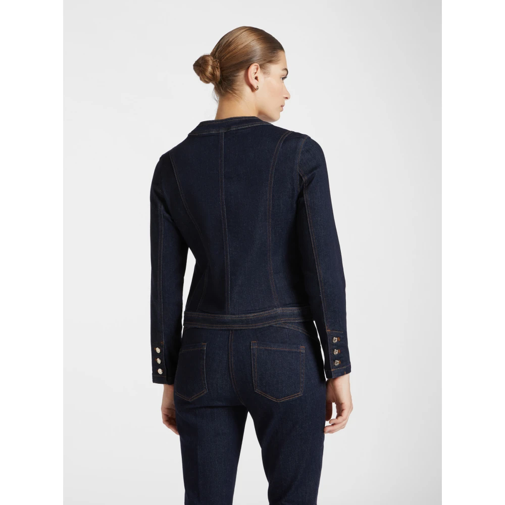 Elena Mirò Denim ronde hals jas Blue Dames
