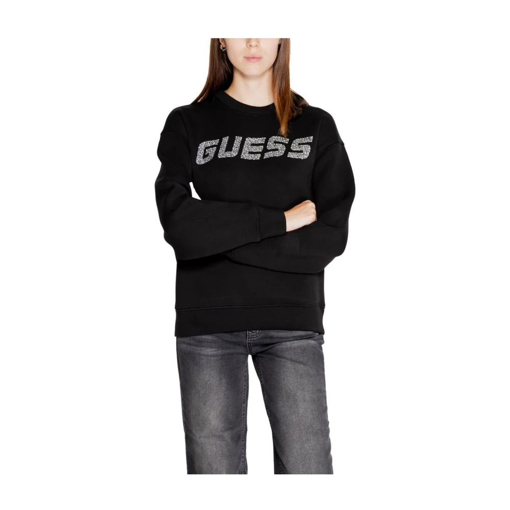 Guess Zwarte Rhinestone Logo Sweater Black Dames